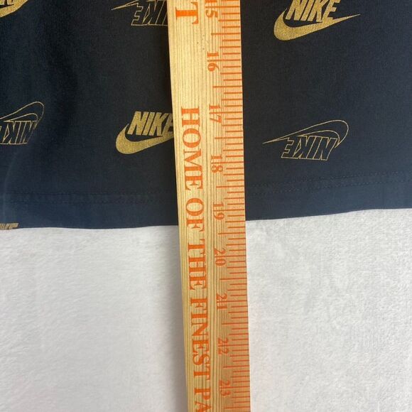 Nike Cropped Shirt Womens Size 1X Black Gold Metallic Logo Repeat Short Sleeve - Picture 5 of 7